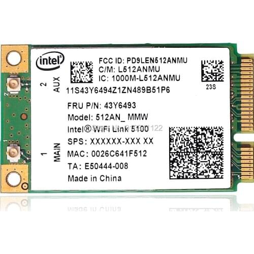 5100AGN 512AN_MMW Wireless 802.11N 300Mbps PCI-E WIFI LAN CARD for Lenovo X200 T400 E43 E43A E43L G450L W500 R500 K29 INTEL 5100