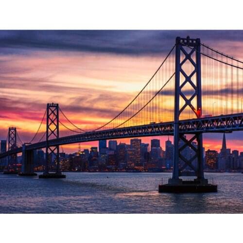 Diamond painting landscape full square bridge 5D diamond embroidery city picture rhinestone cross stitch home wall decoration