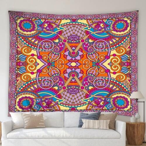 Bohemian Mandala Flowers Tapestry Geometric Pattern Living Room Bedroom Wall Hanging Tapestries Picnic Mat Dormitory Decor Cloth