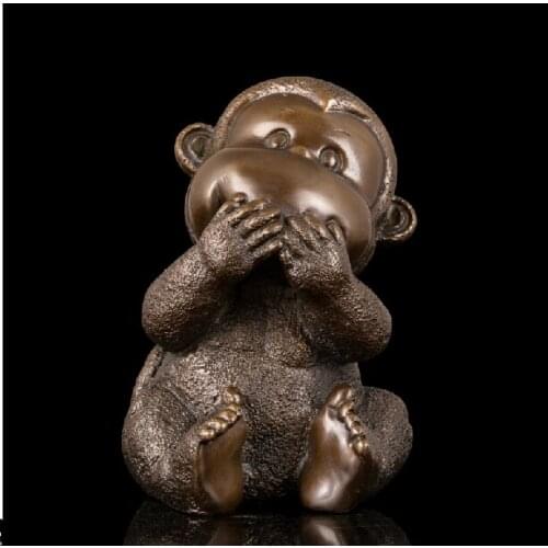 Arts Crafts Copper Handmade Antiques Bronze Smart Monkey Sculpture Chinese Zodiac Mascot Statue fengshui Lucky Gifts