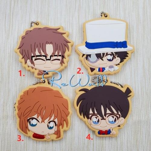 Detective Conan Anime keychain Jimmy Kudo Kaltou Kiddo Hattori Kazuha Ran Mouri Rubber strap/mobile phone charms