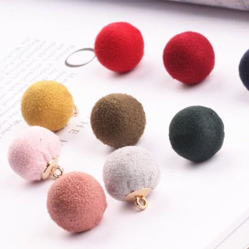 Diy Jewelry Accessory 50pcs/lot Colorful Suede balls Cartoon Rounds Shape Charms Fit Necklace/Bracelet/Earring/KeyChain Pendants