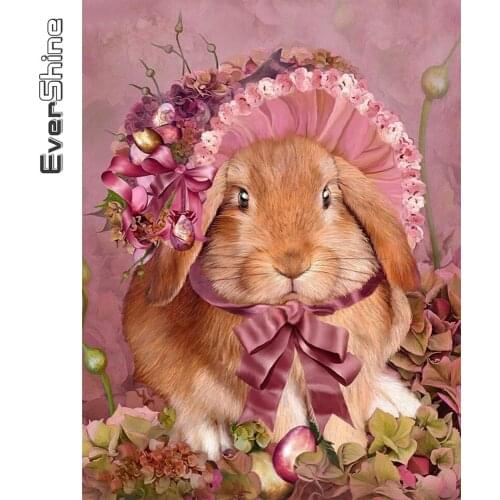 Evershine 5D DIY Diamond Mosaic Animal Cross Stitch Diamond Painting Rabbit Full Square Round Embroidery Rhinestone Picture Art