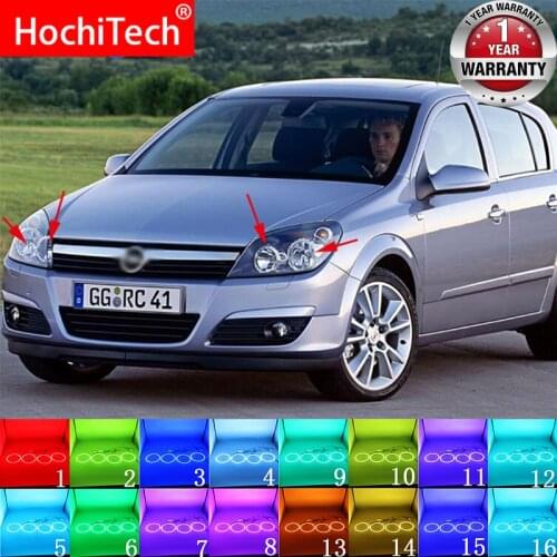 Headlight Multi-color RGB LED Angel Eyes Halo Ring Eye DRL RF Remote Control for Opel Astra H NON projector 2007- 10 Accessories