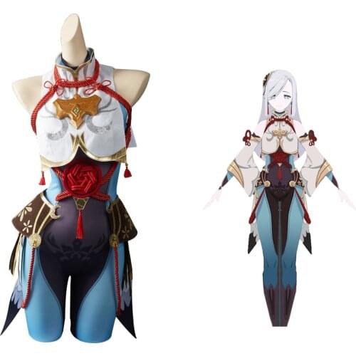 Genshin Impact Cosplay Shenhe Cosplay Costume Dress Outfit Halloween Carnival Suit
