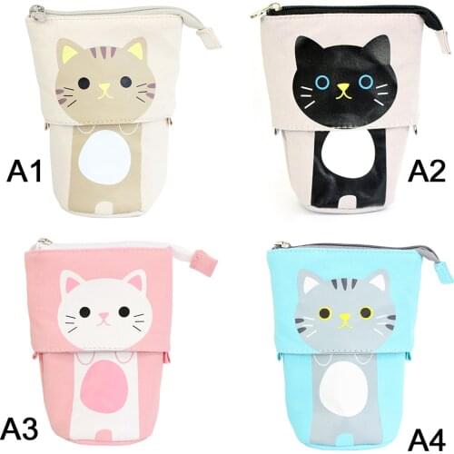 Flexible Big Cat Pencil Case Fabric School Supplies Stationery Gift School Cute Pencil Pen Box Pencilcase Pencil Pocket