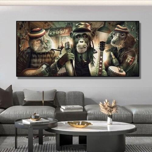 Modern Smoking Music Hip Hop Singer Monkey Canvas Painting Large Poster Wall Art Prints Picture Living Room Home Decoration