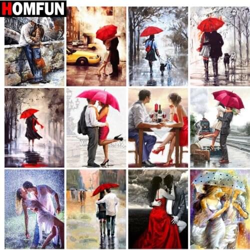HOMFUN Rhinestone Painting Crystal Decor Diy Diamond Painting "Woman umbrella" 3D Cross Stitch Pattern Diamond Embroidery