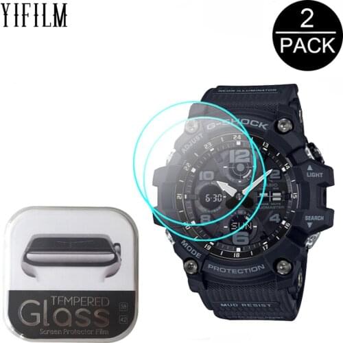 2PCS 9H 2.5D Clear Tempered Glass For Casio G-SHOCK GSG-100 GSG100 Smart Watch Screen Guard Film Waterproof Anti-Scratch Glass