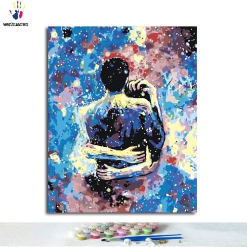 Paint by number, paint with paint, embracing men, digitally paint home decorations according to the picture
