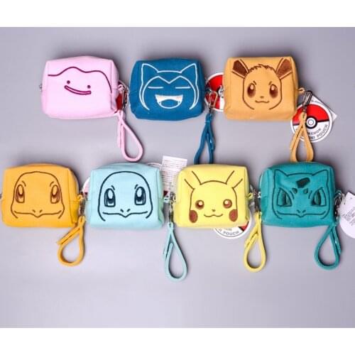 Takara Tomy Pokemon Cartoon Mini Coin Purse Anime Surrounding Cute Pikachu Cosplay Childrens Coin Key Bag Birthday Gift