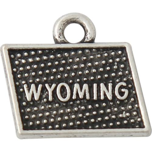 RAINXTAR Fashion State Map Charms Wyoming Shape Alloy Map Charms 50pcs 14*16mm AAC812