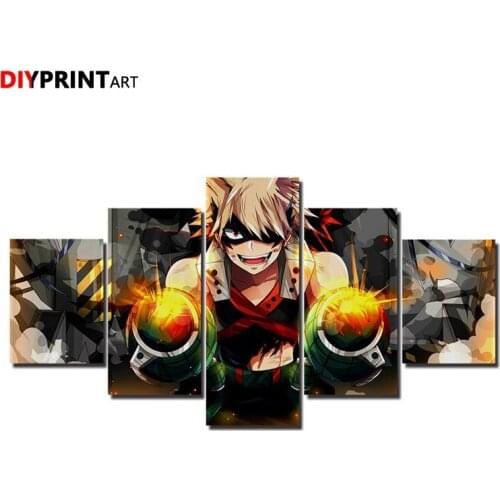 My Hero Academia Shouto Todoroki 5 Panel Canvas Prints Paintings for Bedroom Decoration A1864