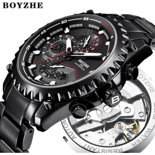 Men Automatic Stainless Steel Mechanical Watch Sport Skeleton Waterproof Fashion Watches Men Luminous Tourbillon Reloj Hombre