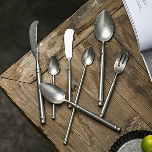 304 Stainless Steel Cutlery Set Retro Scrub Flatware Western Steak Coffee Dessert Knife and Fork Vintage Special Fork Tableware