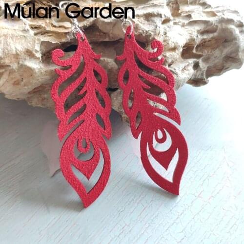 M&G New Fashion Creative Velvet Leather Earrings for Women Hollow Leaf Pendant Dangle Earrings Fashion Jewelry Accessories Gift