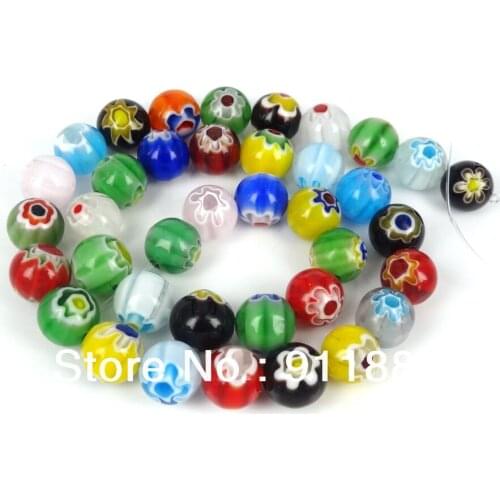 NEW Wholesale (380pcs/lot) 10mm Handmade Millefiori Glass Beads Strands,Mixed Color,Loose Chevron Lampwork Beads,Free Shipping