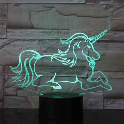New Beautiful Unicorn 3D LED Night Light table table Table Lamp 7 Color Change Room Decor Lustre Holiday friends Kids Toys 2976