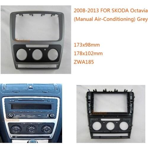 ZWNAV 11-185 Car Radio Fascia Stereo Trim Dash for SKODA Octavia (Manual Air-Conditioning) Grey Stereo Fascia