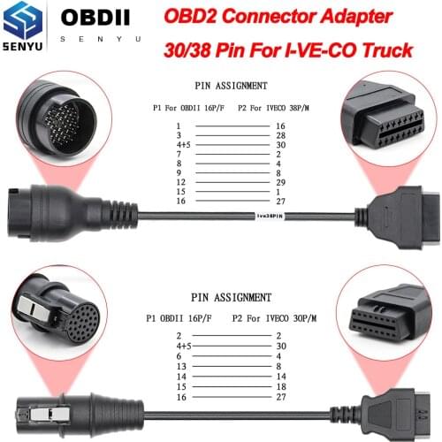 OBD2 Connector Adapter For IVECO Truck 30/38 Pin OBD to OBD2 16Pin For IVECO OBD OBD2 Diagnostic Auto Tool OBD2 Extension Cable