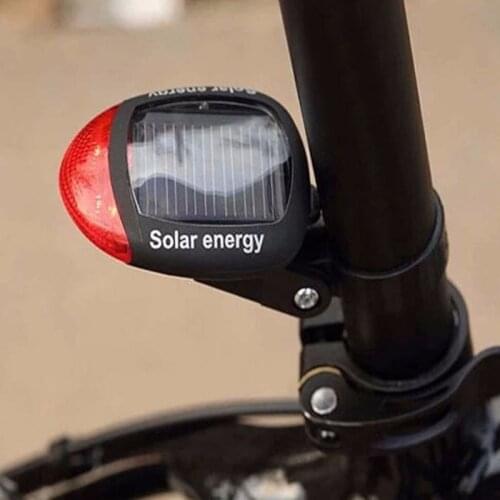 Solar Power Rechargeable Bicycle Taillights Night Riding Warning LED Lights