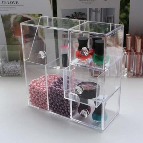 Clear Acrylic Makeup Organizer Nail Polish Lipstick Holder Desktop Makeup Storage Drawer Box Makeup Tools Jewelry Container