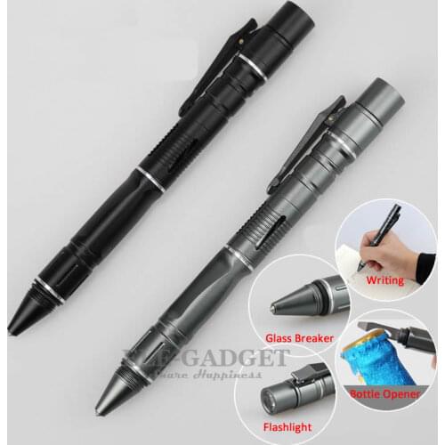 4-In-1 Self-Defense Tatical Pen With Led Light Emergency Glass Breaker Strobe Flashlight For Outdoor Camp EDC Tool Gift