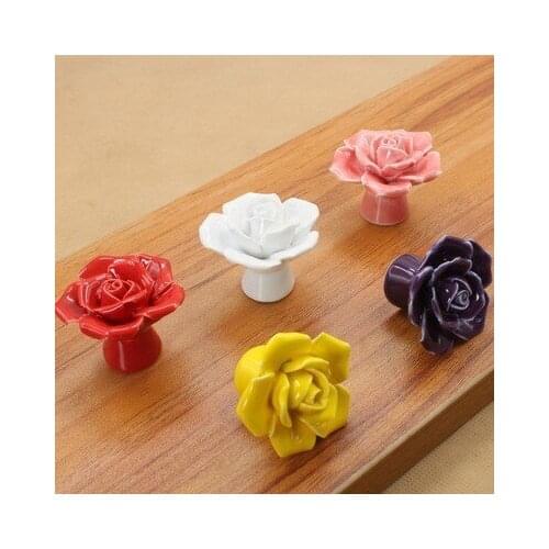 Ceramic Rose Flower Knob Drawer Pulls Handles Knob / Klichen Cabinet Pulls Handles Cupboard Knobs Handle Furniture Hardware