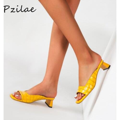 Pzilae women summer sandals fashion ladies strange heels casual office shoes women mules slippers slides open toe outdoor shoes