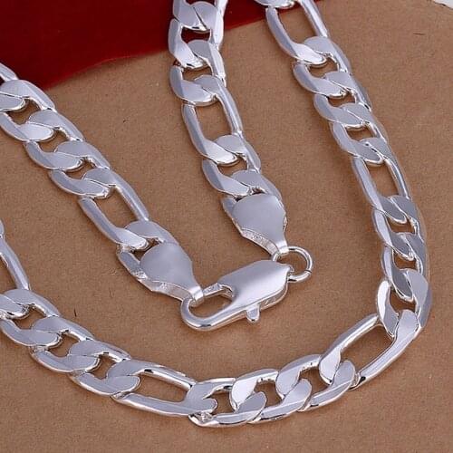 Silver color exquisite noble luxury gorgeous charm fashion 12mm Chain men male models necklace Silver jewelry N196