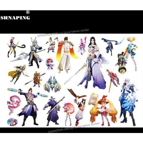 SHNAPIGN King of glory Children Cartoon Temporary Tattoos Sticker Fashion Summer Style Elsa Waterproof Girls Kids Boys Hot