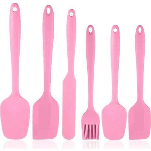 Silicone Spatulas for Nonstick Cookware, One-Piece Seamless Design Rubber Spatula for Cooking Baking, Sturdy 6PCS