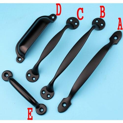 Modern simple unfold install chrome silver kitchen cabinet dresser door handles black shell drawer cabinet pulls knobs DIY knobs