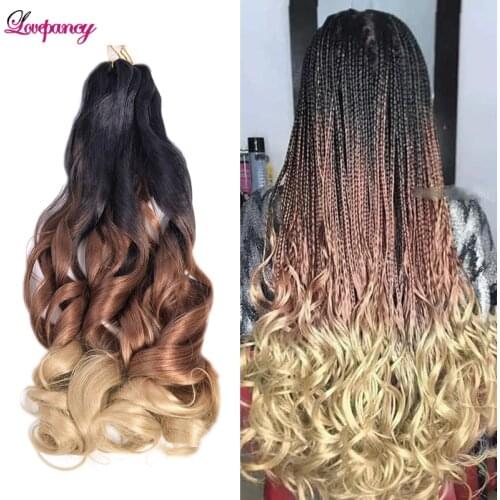 Spiral Curls Crochet Braiding Hair Synthetic Braid Hair For Women 24 Inch Ombre Brown Crochet Bulk Hair Extensions Lovepancy