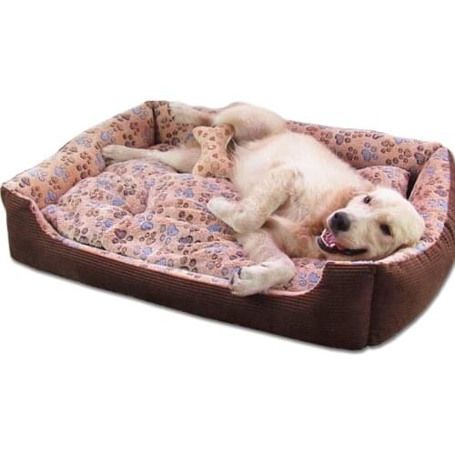 Waterproof Fleece Pet Dog Bed Cat Sofa Winter Warm House For Small Medium Large Dogs Sleeping Mat Lounger Cushion 5 Sizes