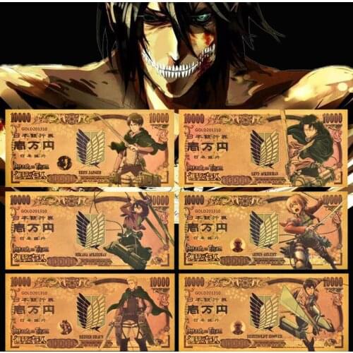 Japanse Anime Attack on Titan Gold Banknote Plastic Prop Money Fake Bill Captain Levi Souvenir Home Decor Gift for Kids Children