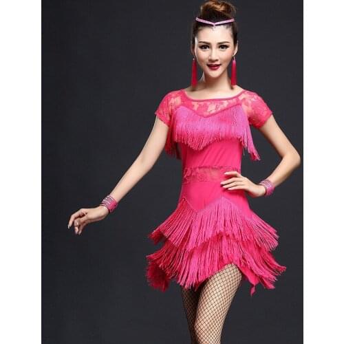 Stage Performance Women Dance Clothes Embroid Costume 4pcs Set with Bracelet Ballroom Fringe Latin Dress Women Competition