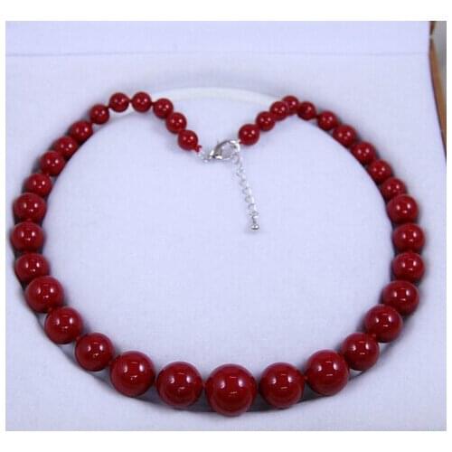 Womens Hair full wigs 8mm-16mm Coral red shell pearl luxury & fashion necklace 18'' AAA style Fine Noble real Natural free ship