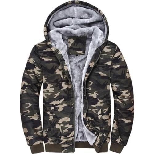 Winter Camouflage Hoodie Sweatshirts Wool Liner Fleece Thicken Mens Coats Thermal Hooded Windbreaker Warm Jackets 4XL 5XL
