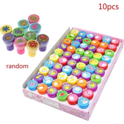 10Pcs Kid Fun Cartoon Self Inking Rubber Stamps Scrapbooking Cute School Craft