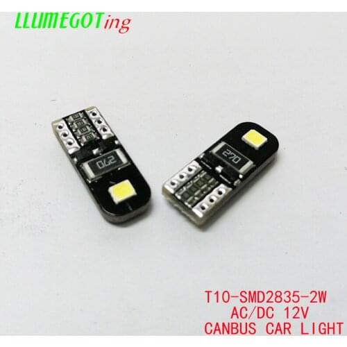 100pcs Canbus No Error T10 W5W 194 168 White SMD2835 AC12V No Polarity Width Indicator Interior Dome License Plate Light for BMW