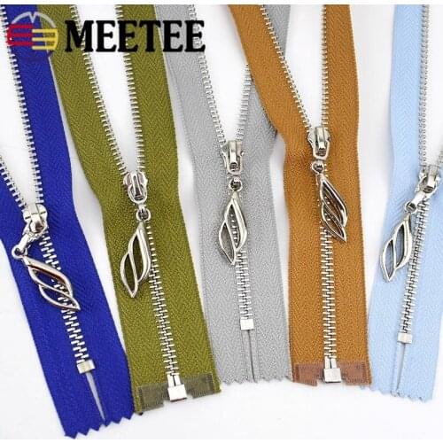 Meetee 2pcs 20cm Close-End 3# Metal Zipper Auto Lock DIY Bags Pocket Purse Shoes Zip Sewing Clothes Accessories