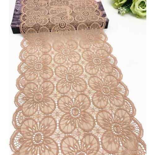 3y/lot Width 22.50cm Khaki Floral Stretch Lace Trim For Lingerie Sewing Craft DIY Apparel Fabric Lace Garment Accessory