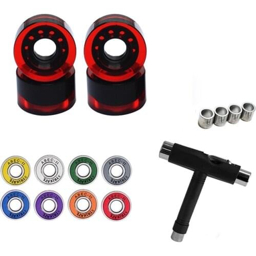 STRIKATE 4PCS City Run Freestyle Skateboard Wheels 56mm with 8Pcs ABEC 11 Pro Speed Skateboarding Bearing T Tools