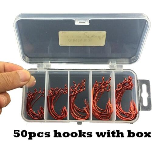 50pcs/set High Carbon Steel Fishing Hooks Carp Crank Hook Barbed Hook Set Fly Fishing Accessories Tackle Fish Hook