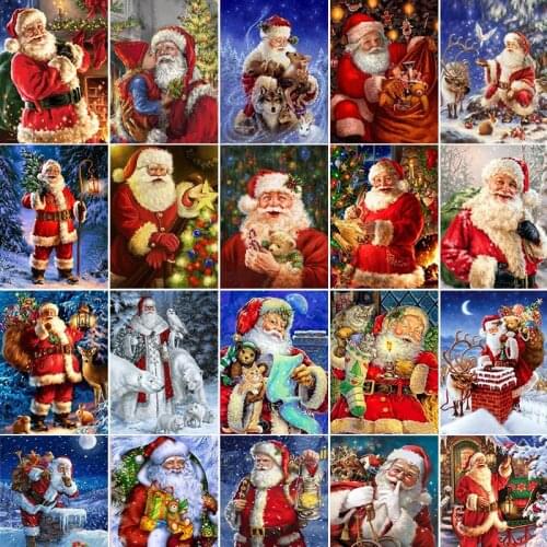 5D Diamond Painting Santa Claus Cross Stitch Rhinestone Mosaic Christmas Picture Full Square Diamond Embroidery Home Decor Sale