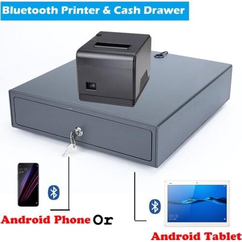 80mm Bluetooth Thermal Receipt Printer With Cash Drawer Support Android device connect