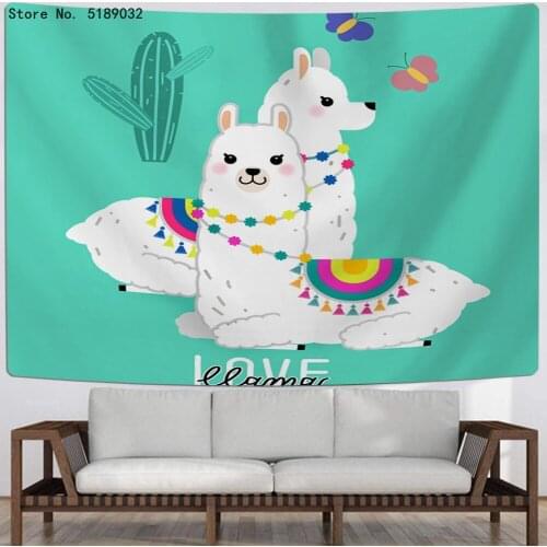 Alpaca Wall Hanging Animal Tapestry Cartoon Bedroom Wall Cloth Kawaii Tapestry 3d Print Living Room Tapestry Wall Art Decor