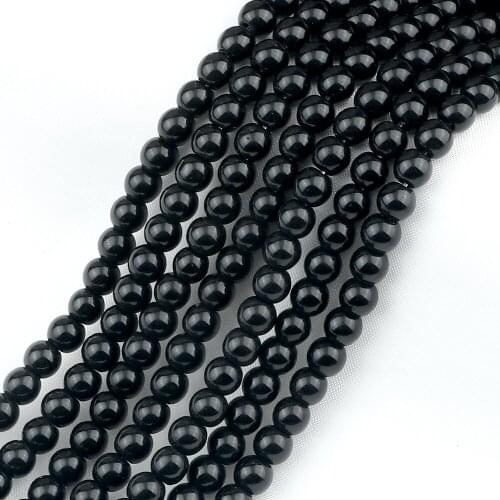 Black Onyx Agates Chalcedony Natural Stone 4/6/8/10mm Size Round Loose Strand Beads for Jewelry DIY Handmade Making Accessories