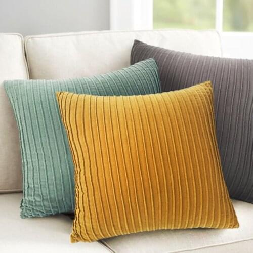 DUNXDECO Cushion Cover Square Decorative Pillow Case Cojines French Pleat Velvet Art Design Coussin Home Office Sofa Decoration